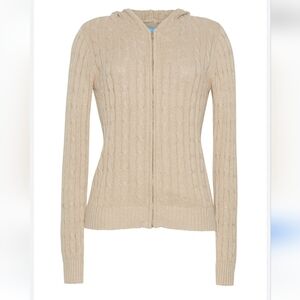 Burgess Cotton & Cashmere Blend Tan Zip-up Hoodie Sweater - Size M